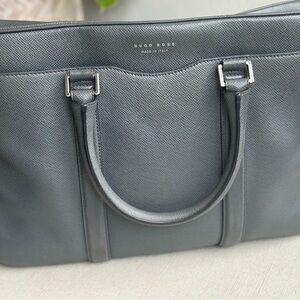 Hugo Boss Charcoal Leather Briefcase